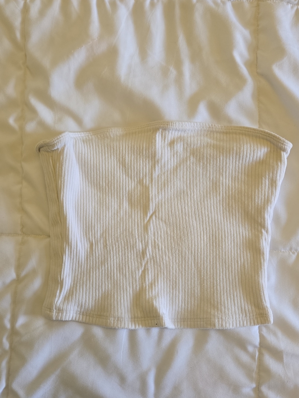 Ribbed Cream Tube Top - Unbranded